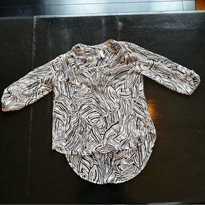 Vintage Lucky Day Zebra Blouse Black and White Lines Geometric Made in USA